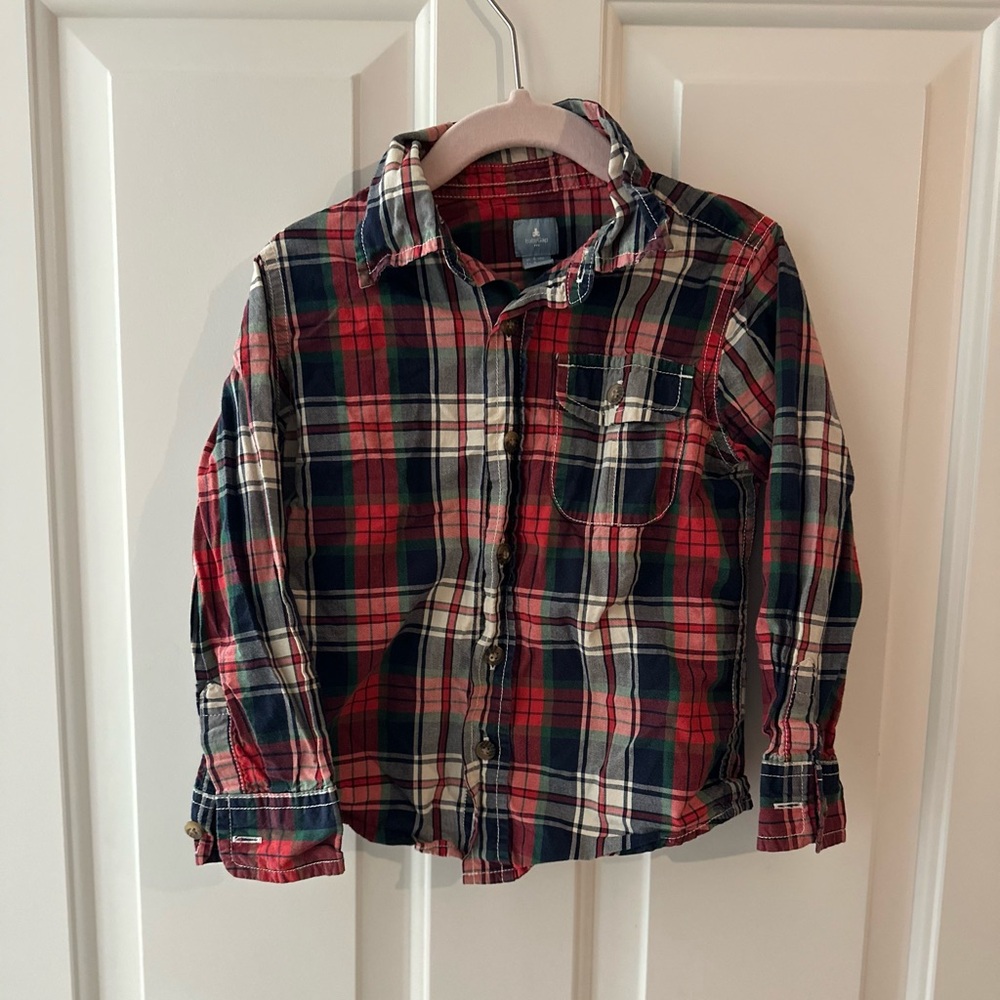 Baby Gap Size 4 100% cotton Plaid Kids Shirt - Red, green, white, Blue